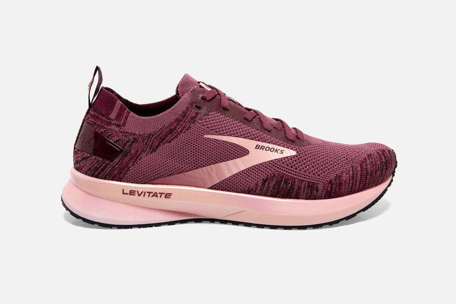 Brooks Levitate 4 Womens Australia - Road Running Shoes - Burgundy/Coral (671-IHUDX)